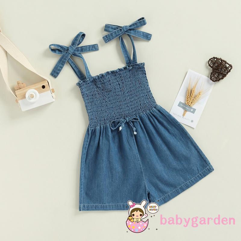 Bộ áo liền quần hai dây màu trơn có thể điều chỉnh thời trang cho bé gái từ 6 tháng tuổi