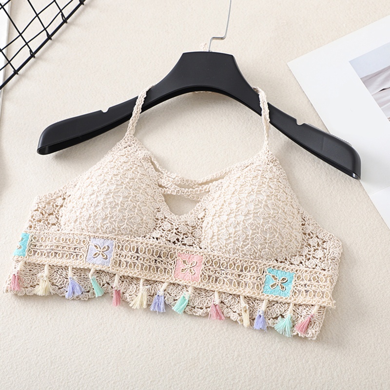 Brroa Áo Ngực Cổ Chữ V Dây Đan Móc Có Đệm Ngực Gợi Cảm Cho Nữ Co