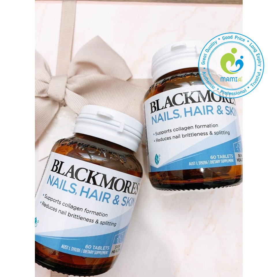 Viên uống  giúp đẹp da, móng chắc khỏe và tóc bóng mượt cho phụ nữ từ 18 tuổi Blackmores Nails, Hair and Skin, Úc