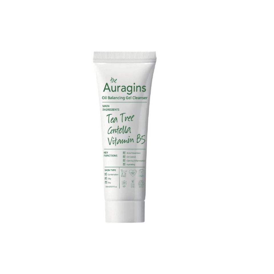 [HB Gift] Combo gel rửa mặt Auragins 30ml, gel dưỡng ẩm Auragins 10ml, bông tẩy trang Jomi và 2 masks Seaweed