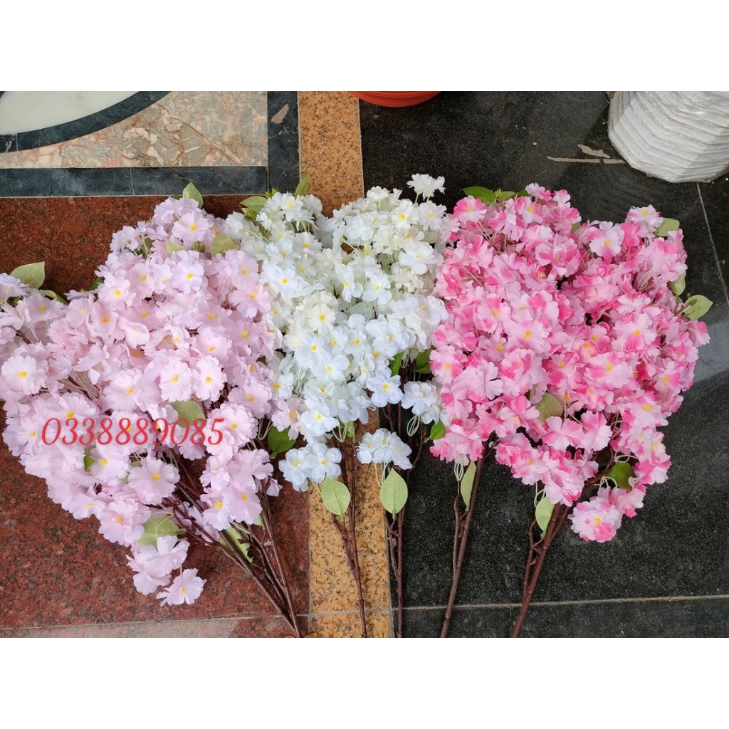 Cành Hoa Anh Đào lụa (giả) dài 105cm hàng dày đẹp, sẵn kho ạ (Ảnh thật)