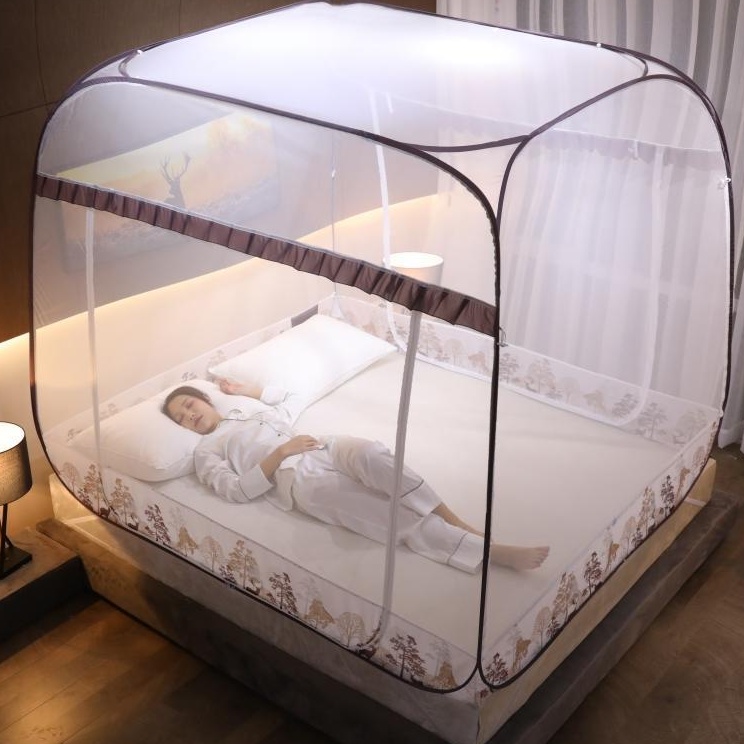 Màn chụp tự bung đỉnh vuông Nhân - Mẫu mùng chụp tự bung người lớn chống muỗi gấp gọn tiện dụng