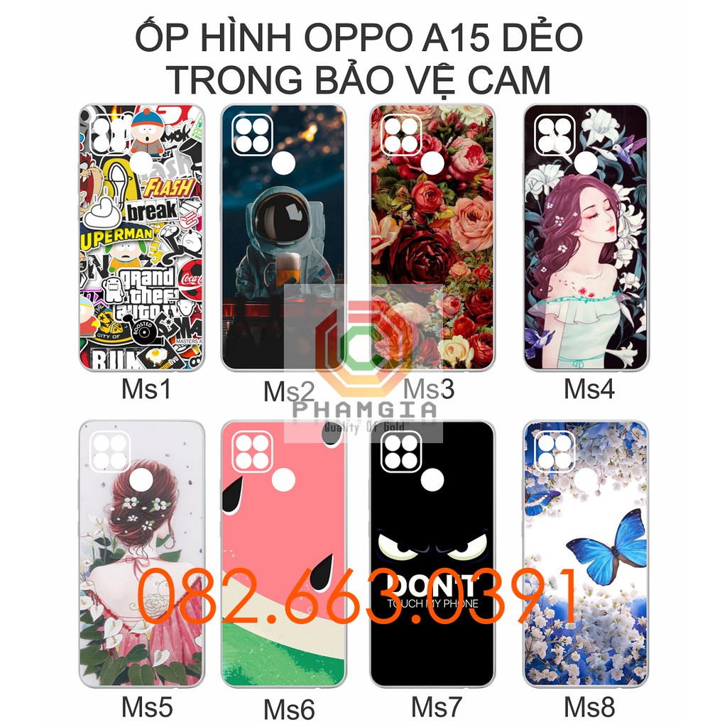 Ốp lưng Oppo A15 / A15S dẻo trong bảo vệ cam in hình đẹp (P2)