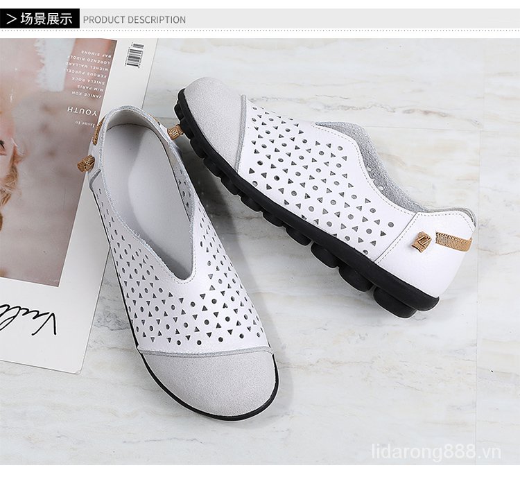 Korean Small Leather Shoes Women's New Spring and Summer Non-Slip Soft Bottom Wild Soft Leather Shoes round Toe Vintage Flat Shoes Women Zg7B