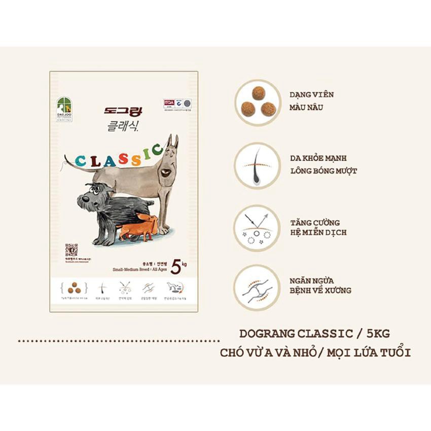 Hạt cho chó Dograng dog classic 1kg 5kg thức ăn cho chó Hàn Quốc lớn cún nhỏ Con Mèo Xiêm