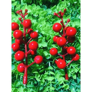 Chùm quả trang trí thông noen đỏ, cụm cherry , ngọn đào đông