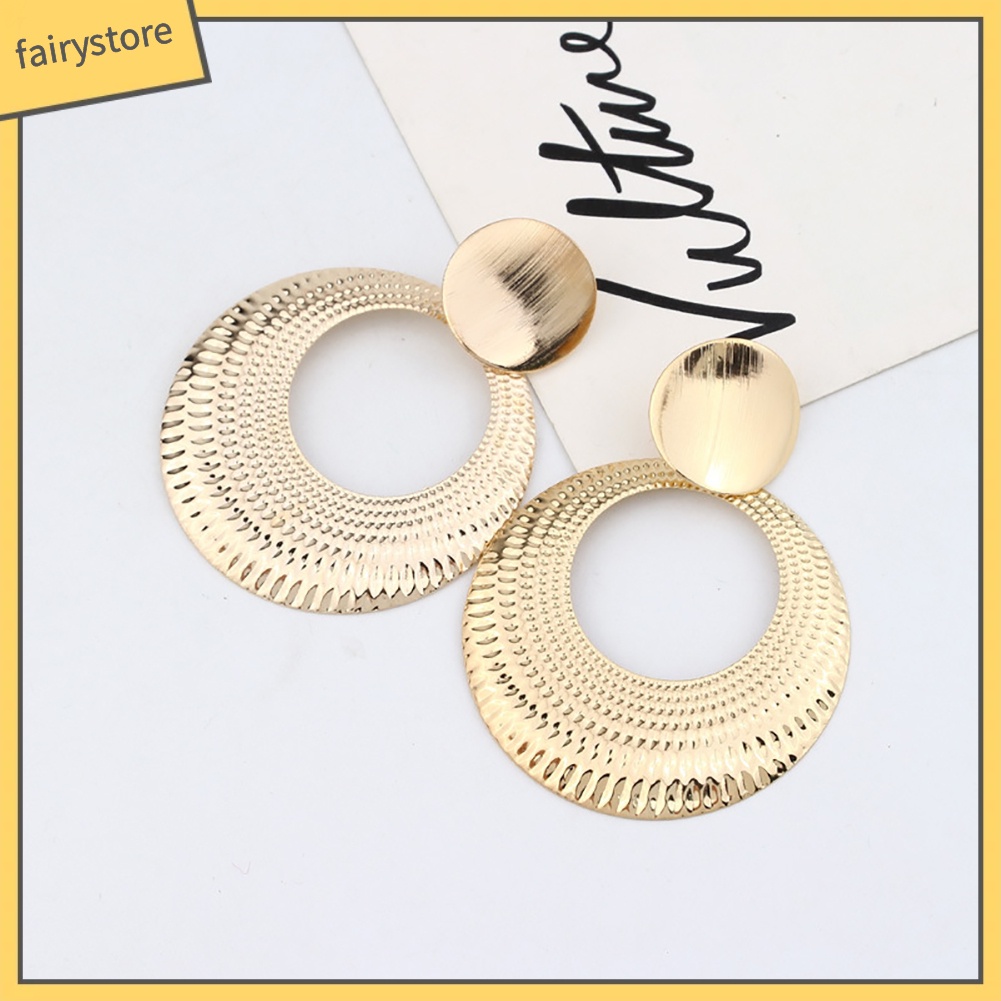 Bông tai mặt tròn dáng dài thiết kế độc đáo hợp thời trang