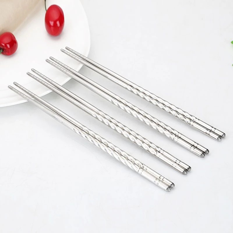 Bộ 5 đôi đũa xoắn ốc bằng thép không gỉ chống trượt tiện lợi dành cho người lớn dùng trong nhà bếp