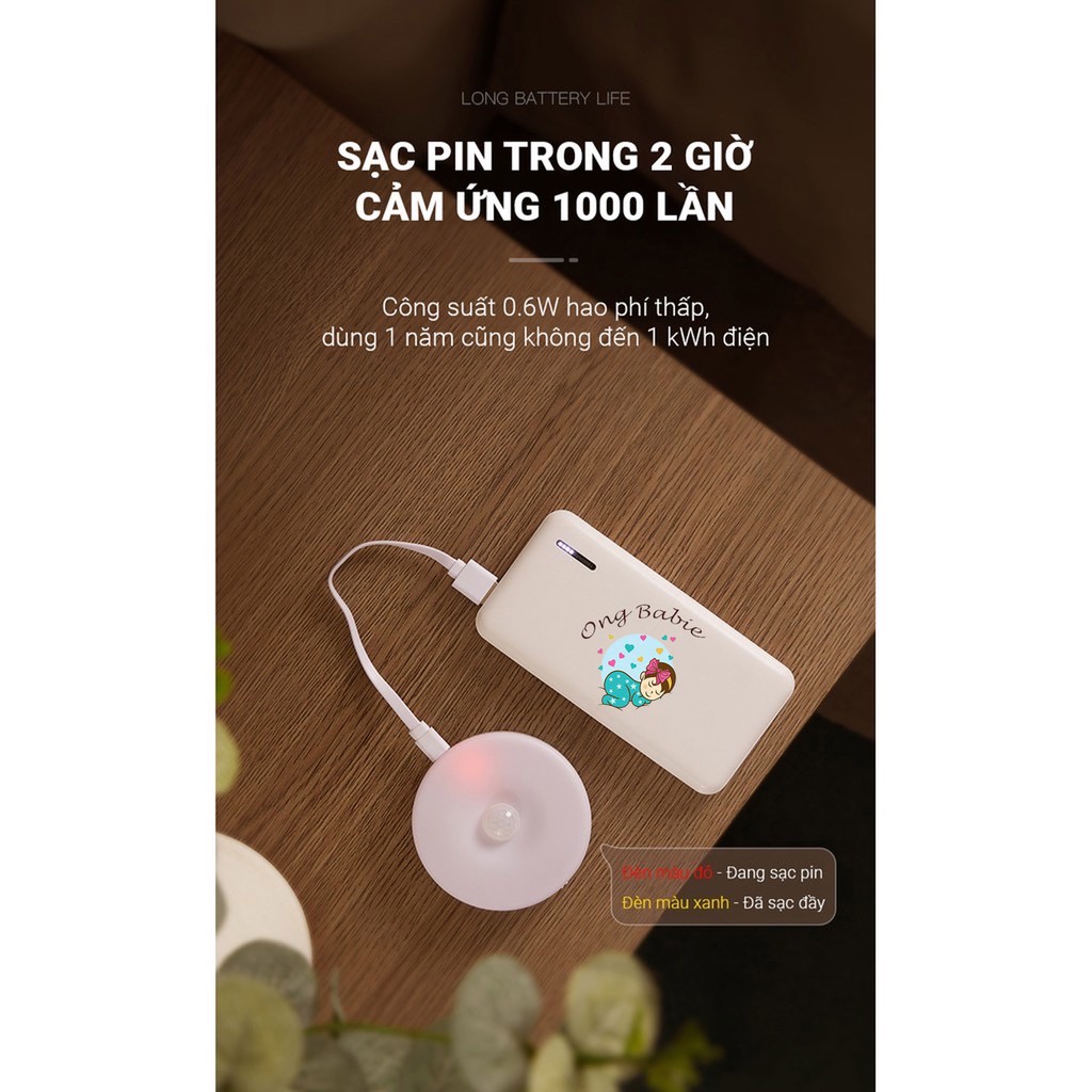 ĐÈN LED CẢM ỨNG DÁN TƯỜNG, ĐÈN LED CẢM ỨNG CHUYỂN ĐỘNG-THÔNG MINH (SẠC ĐIỆN USB) - ÁNH SÁNG VÀNG