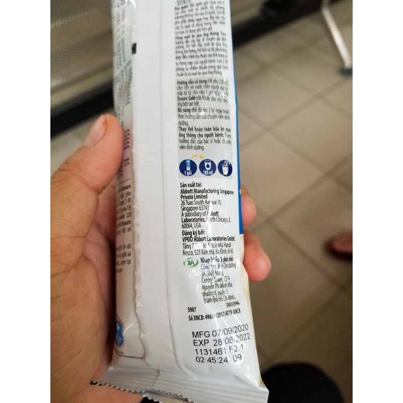 Gói sữa Ensure hương vani 60.1 g