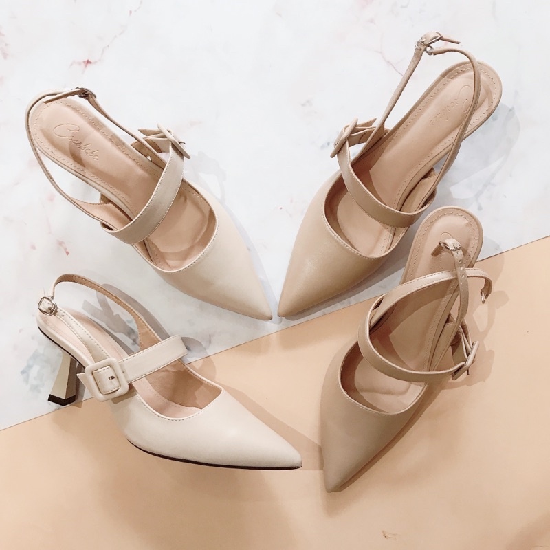 Giày cao gót nữ quai sau dáng slingback gót nhọn 7cm siêu xinh