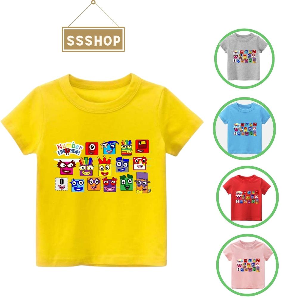 Áo thun trẻ em💖Áo cotton mát mịn họa tiết Hoạt Hình NumberBlock dễ thương cho bé trai và bé gái - SSSHOP 09