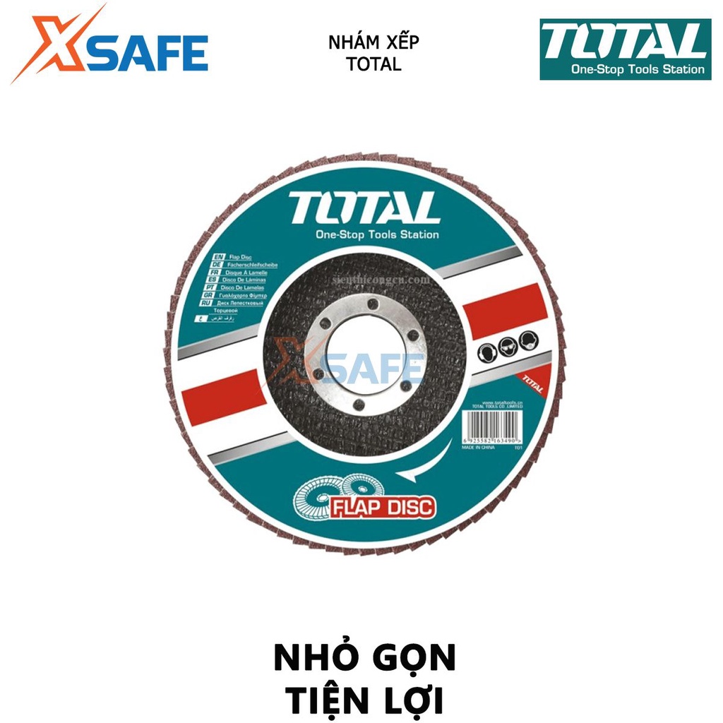 Đĩa nhám xếp TOTAL kích thước 115*22mm,P40-P60-P80, tích hợp thép cao cấp, thép, gang và thép miếng - [XSAFE]