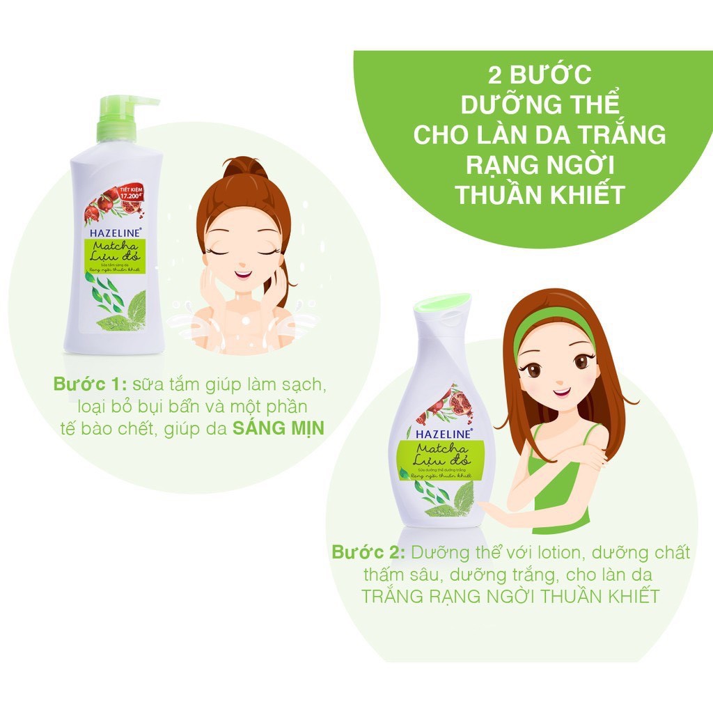 Sữa tắm Hazeline Lựu & Matcha (Xanh) Chai 1.2Kg | BigBuy360 - bigbuy360.vn