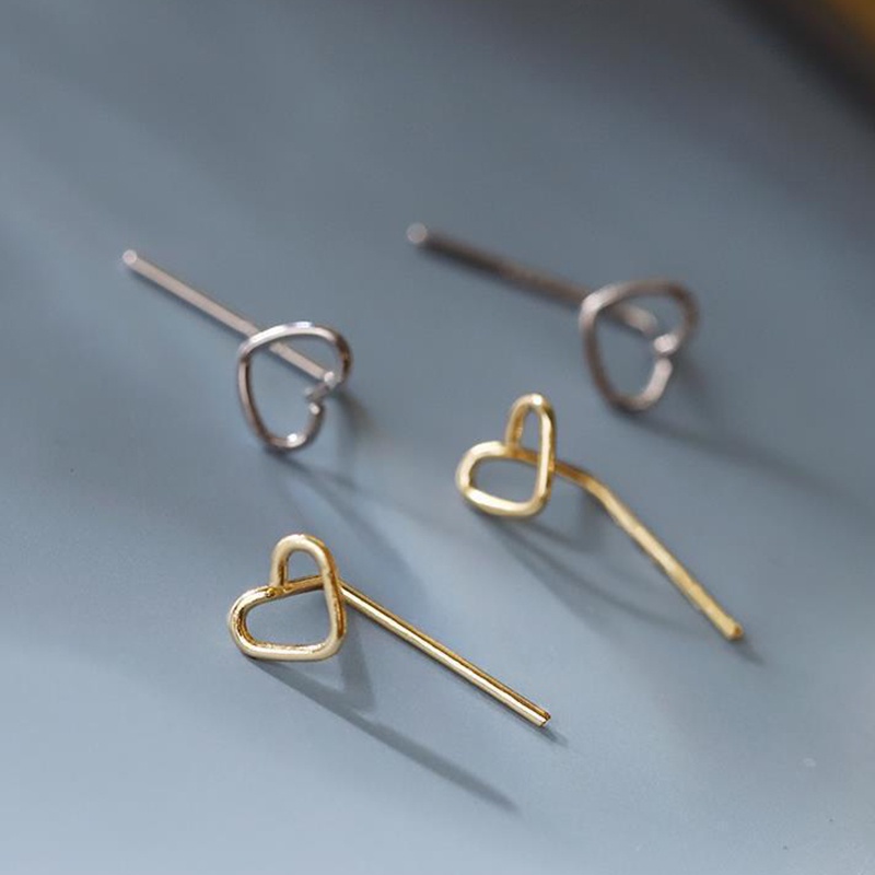 Bông tai kim loại hình trái tim rỗng kiểu dáng đơn giản thời trang