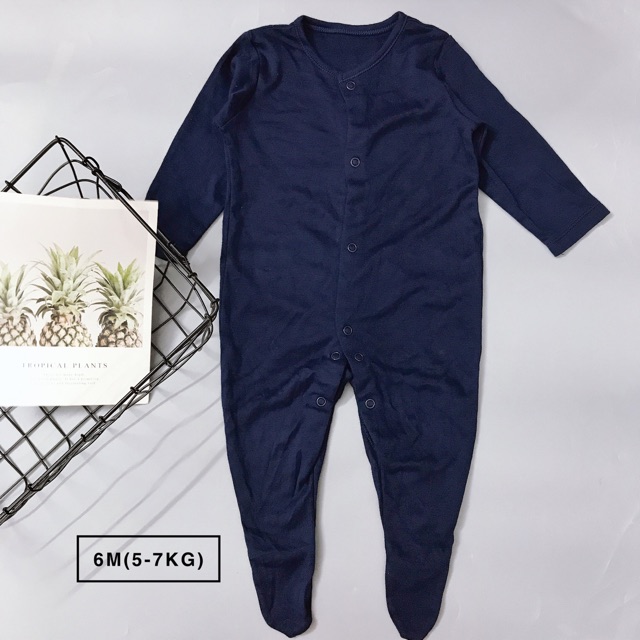 Body sleep suit - Body liền tất xanh than trơn ( 9m:7-9kg)