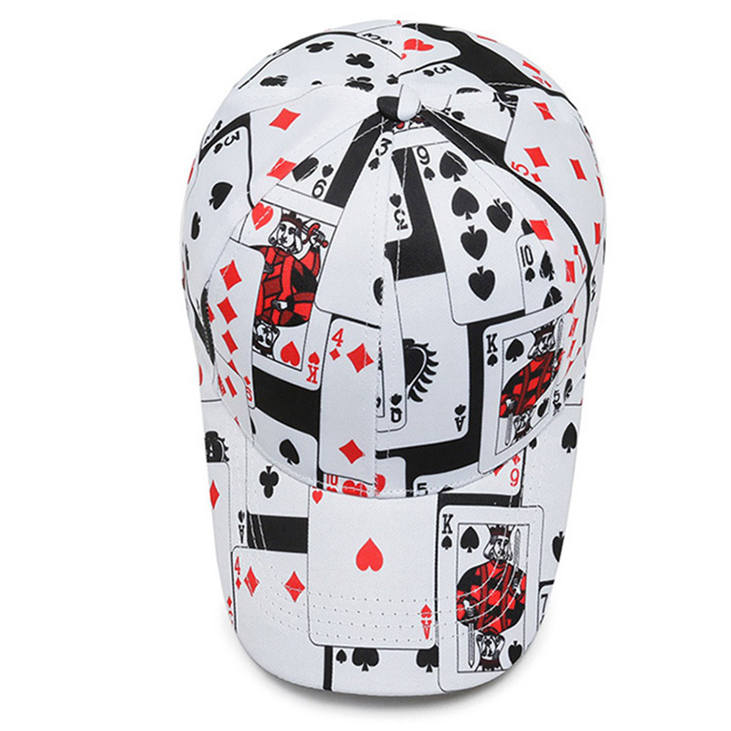 Hàng mới về Mũ bóng chày chất liệu Cotton in họa tiết lá bài Poker phong cách hiphop đường phố thời trang cho nam và nữ