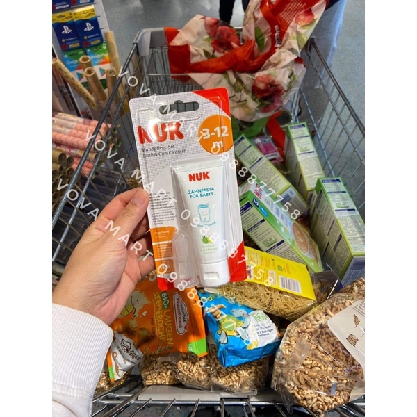 SET KEM ĐÁNH RĂNG VÀ BÀN CHẢI SILICON NUK ĐỨC-TẠM BIỆT TƯA LƯỠI, NANH SỮA