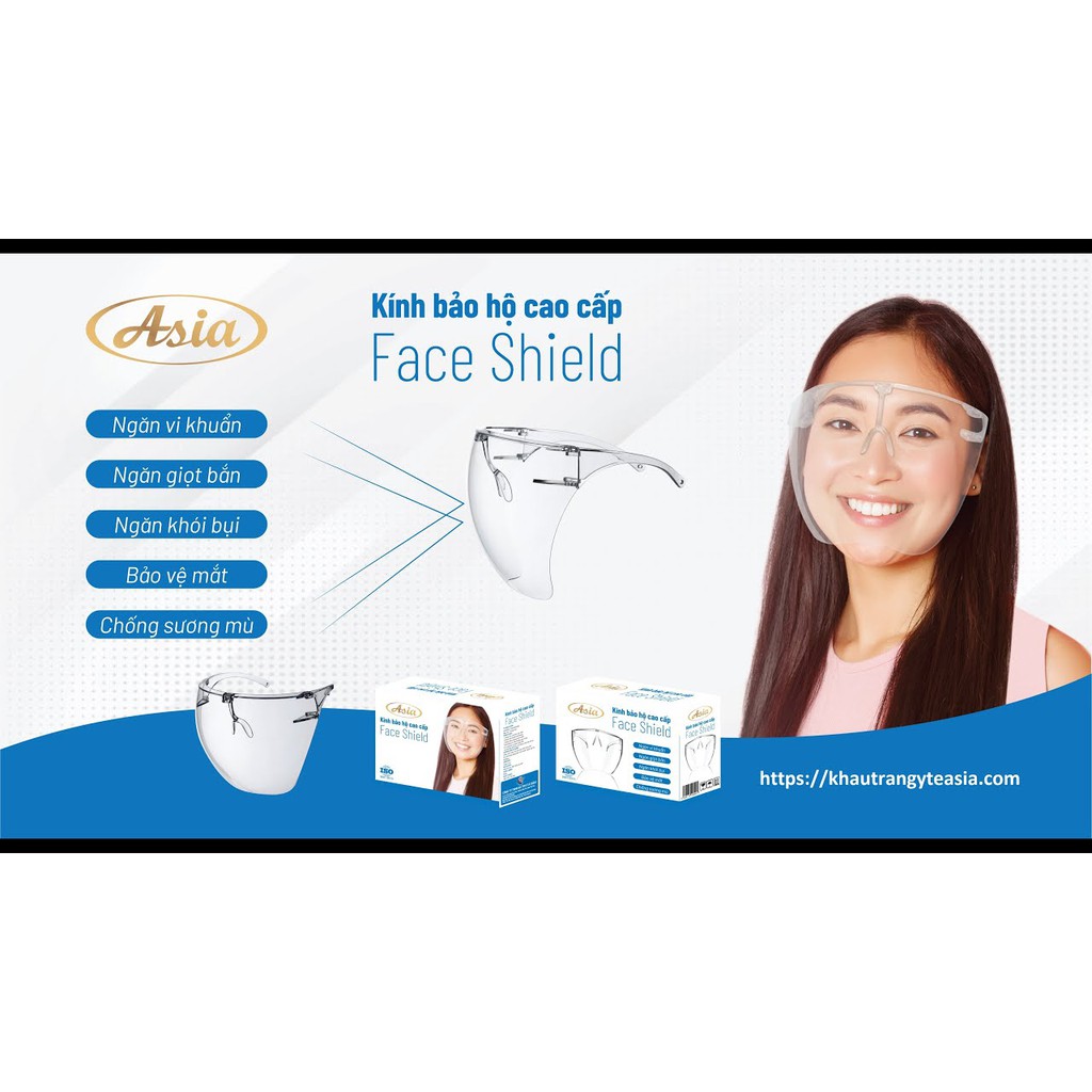 Kính chống giọt bắn phòng dịch Face Shield ASIA bảo hộ đa năng cao cấp, trong suốt, chống bụi, không mờ chính hãng