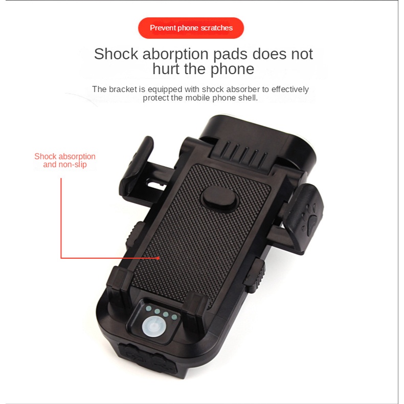 Đèn Pin 4000mAh 4 Trong 1 Tích Hợp Giá Đỡ Điện Thoại Và Còi Sạc USB Dành Cho Xe Đạp