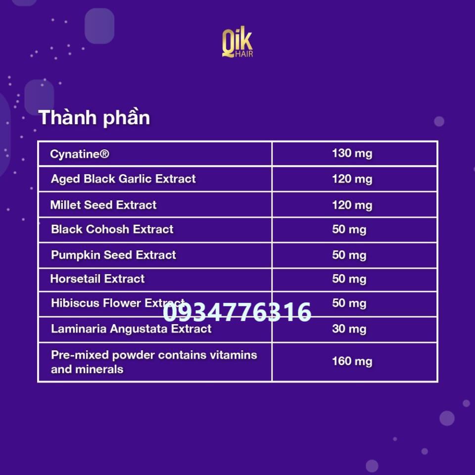 Viên uống QIK HAIR (cho Nữ) giảm rụng, mọc tóc chắc khỏe (30 viên)