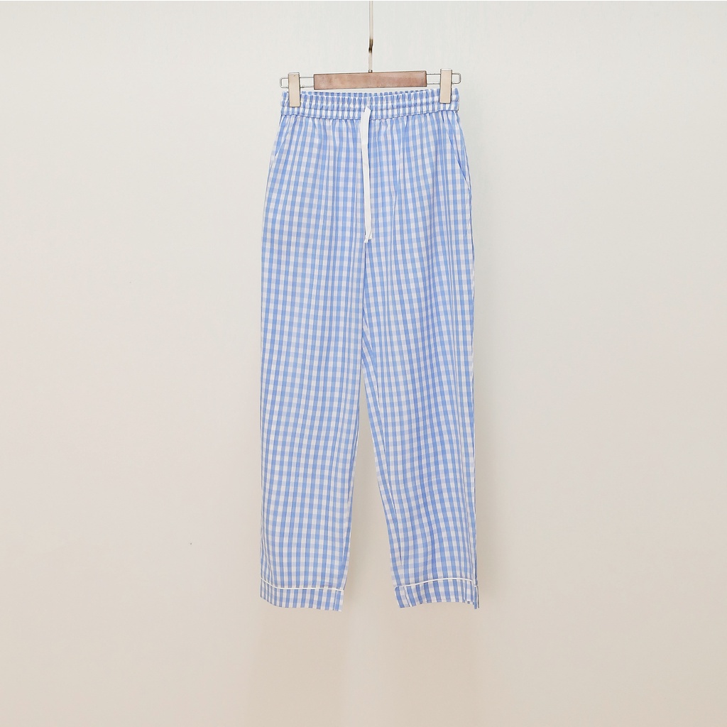 [MOMOJAMA] Quần dài Cotton thô mặc nhà hoạ tiết màu kẻ caro - M2684