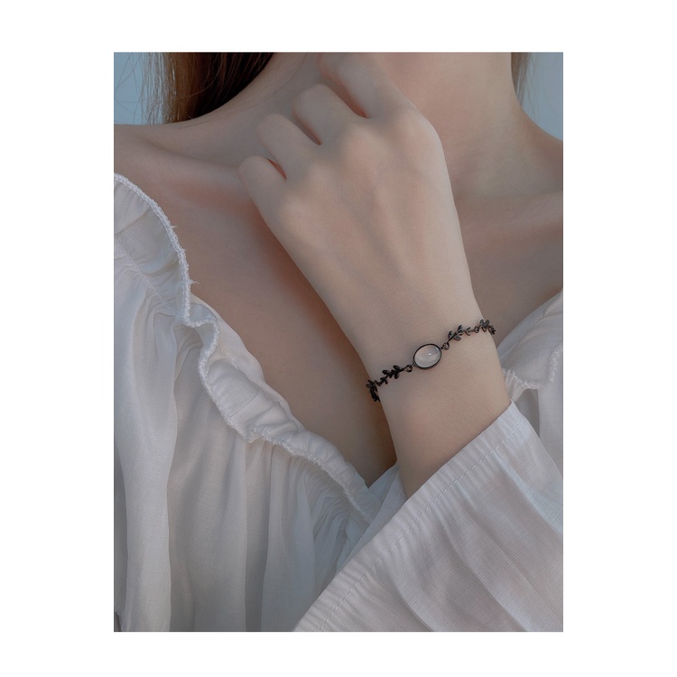 [Hàng Mới Về] Vòng Tay Nữ Trang Trí Hạt Mã Não Trắng Kiểu Dáng Đơn Giản