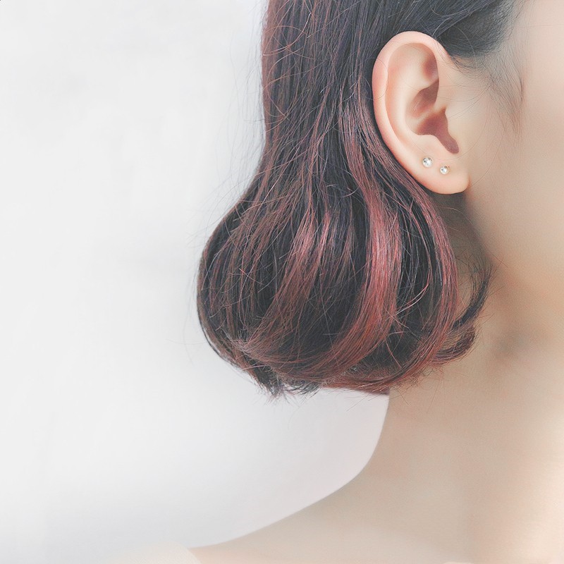 Bông tai bạc A04 đính hạt phong cách đơn giản dễ thương cho nữ