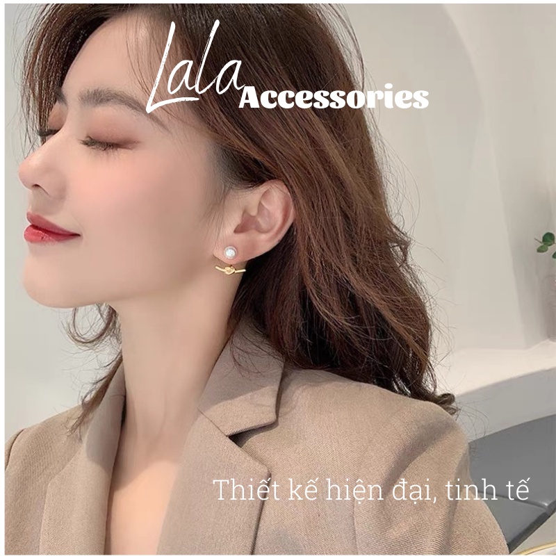 Khuyên tai nữ, bông tai hạt tròn thiết kế nút thắt - Lala Accessories