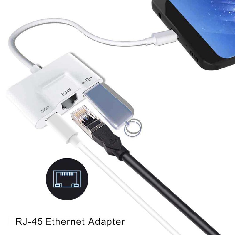 Usb C to Ethernet Adapter Rj45 Network Card for Ios Windows Android