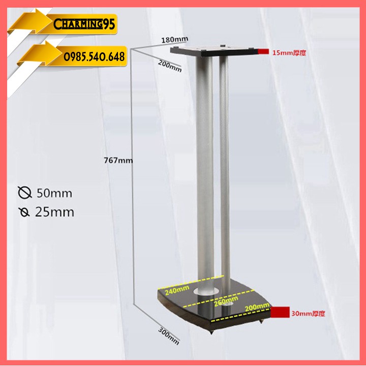 Chân loa IBASS  2 trụ kim loại 30x24x75cm mặt 26x18.5cm