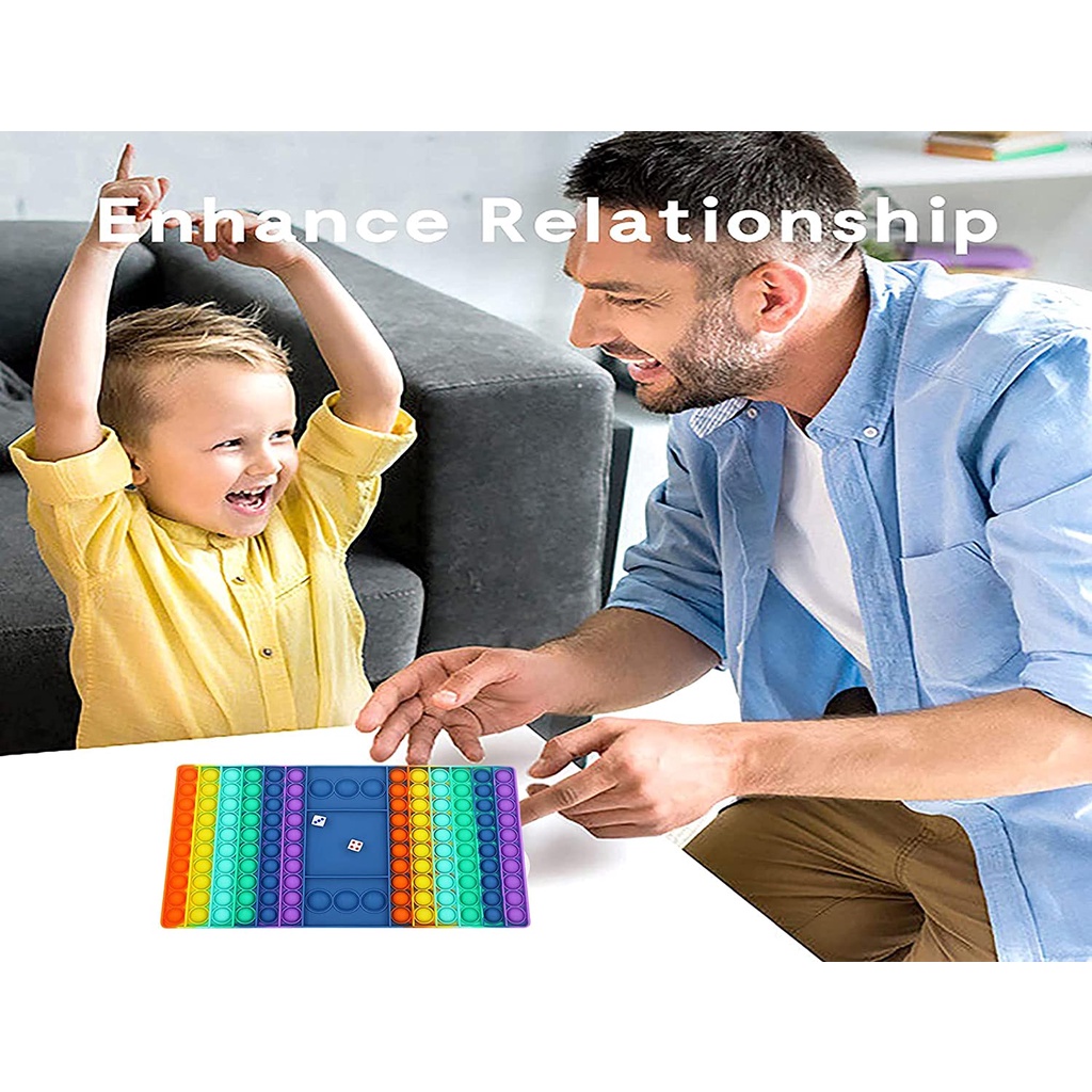 Máy Chơi Pop It Bàn Cờ Dạng Nhấn Bong Bóng Bằng Silicon Màu Cầu Vồng Kích Thước Lớn Giúp Giảm Căng Thẳng