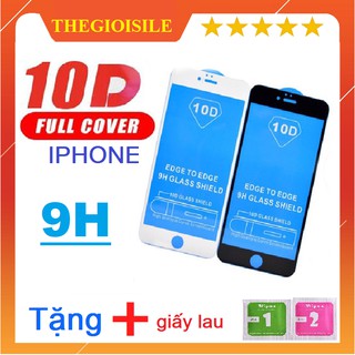 Cường lực 10D iphone 6/6 Plus/7/7Plus/8/8Plus/X/Xs/Xsmax/11/11pro/11promax/12/12mini/12promax/12pro kèm giấy lau kính