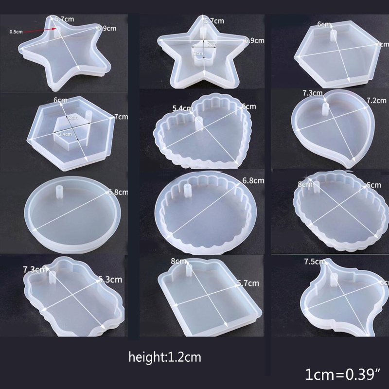 Bộ 12 Khuôn Silicone Làm Móc Khóa Hình Học