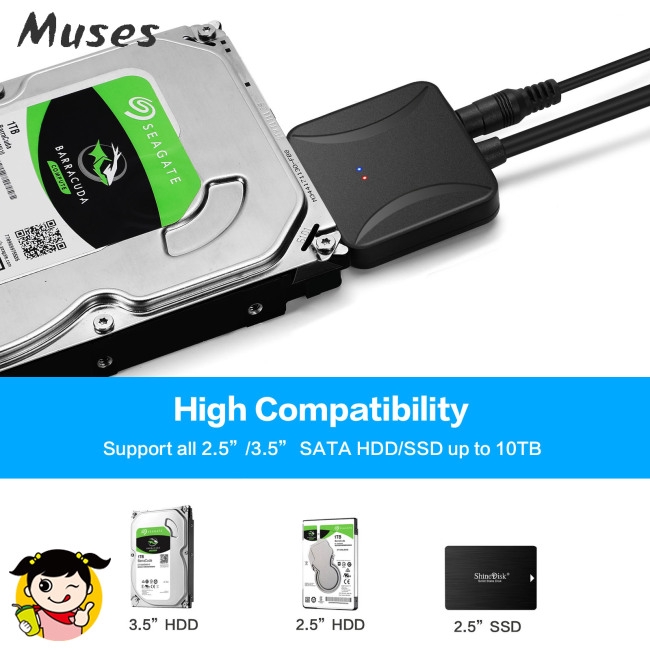 USB 3.0 to 2.5" 3.5" SATA III HDD SSD Hard Disk Drive Adapter Cable Converter