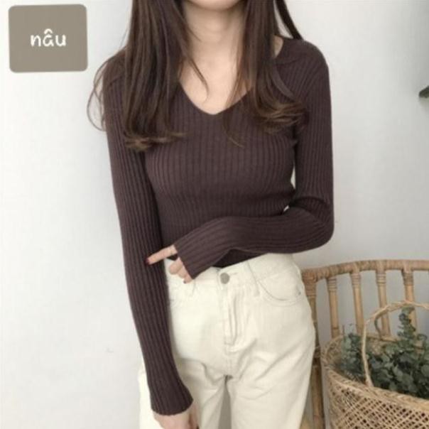 Áo Len Nữ Lông Cừu Cổ Tim Mềm Mại