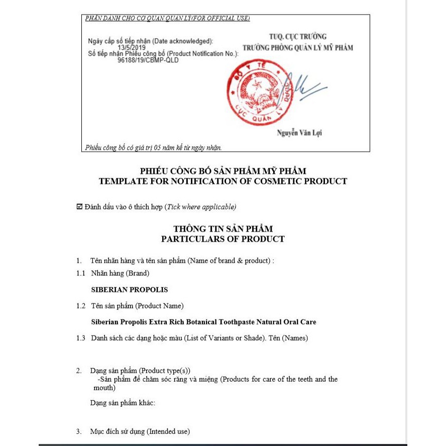 SBR Kem đánh răng thảo dược Keo ong Siberian Health