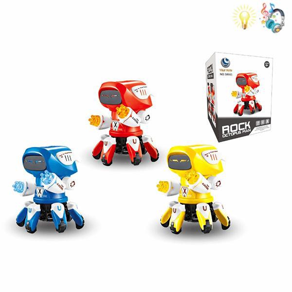 (RẺ VÔ ĐỐI) Trò chơi robot cầm tay cùng pin phát nhạc, kiểu dáng 6 chân mới lạ, màu sắc sơn sáng bóng, có đèn sáng