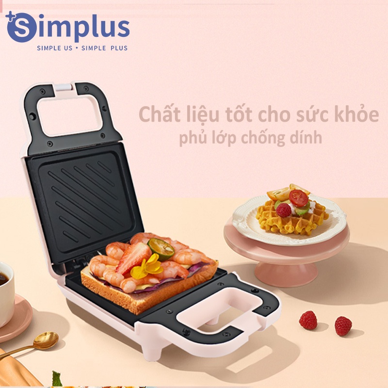[Mã BMBAU50 giảm 10% đơn 99k] Simplus máy kẹp bánh sandwich máy Nướng bánh quế Máy làm thức ăn nhẹ đa chức năng