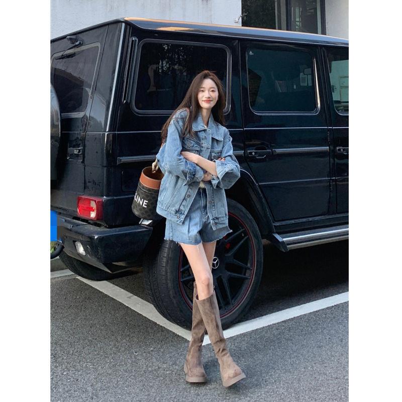 Áo Khoác Denim Lưng Cao Dáng Ngắn Thời Trang Cá Tính Cho Nữ