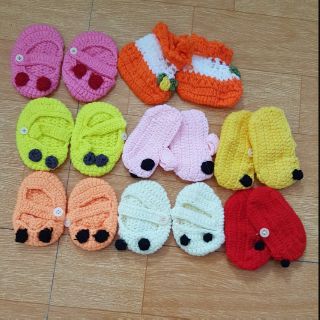 Giày len handmade cho bé, giày len sơ sinh, giày tất len handmade