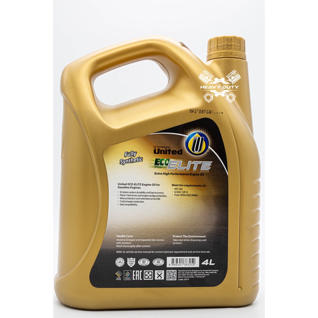 Nhớt Oto Máy Xăng United Eco Elite Fully Synthetic 5W-30 4L