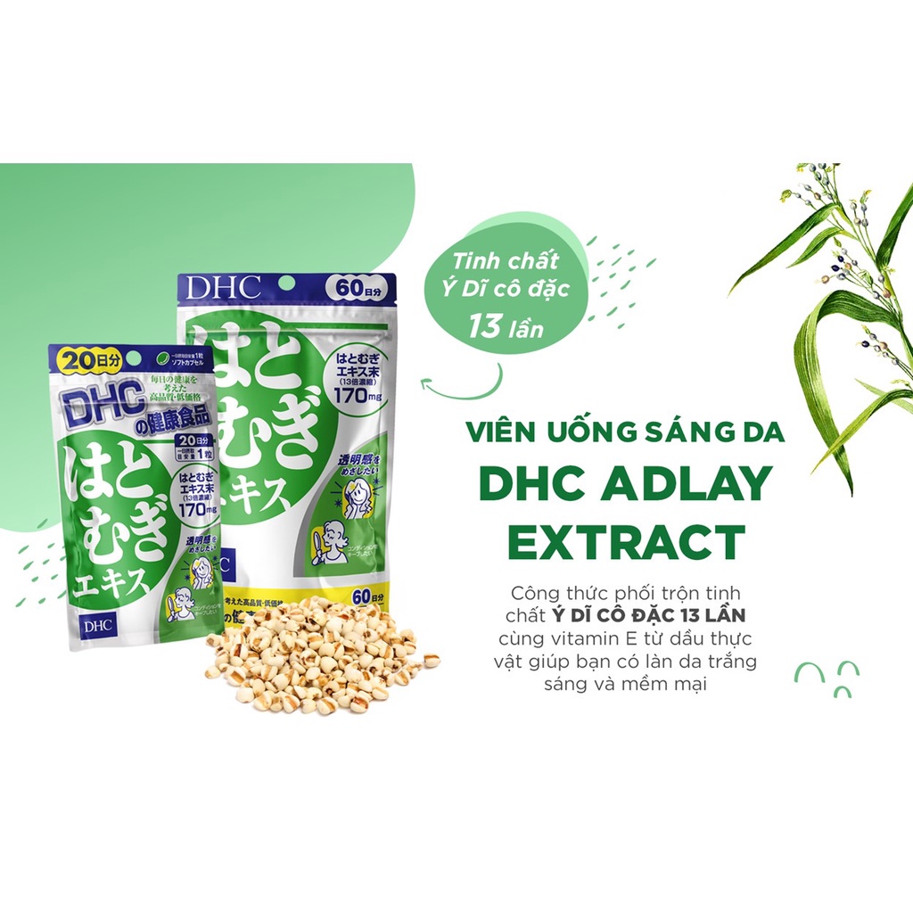 Combo Viên uống DHC Sáng Sa, Mờ Thâm 30 Ngày (Adlay 30v/gói và Vitamin C 60v/gói)