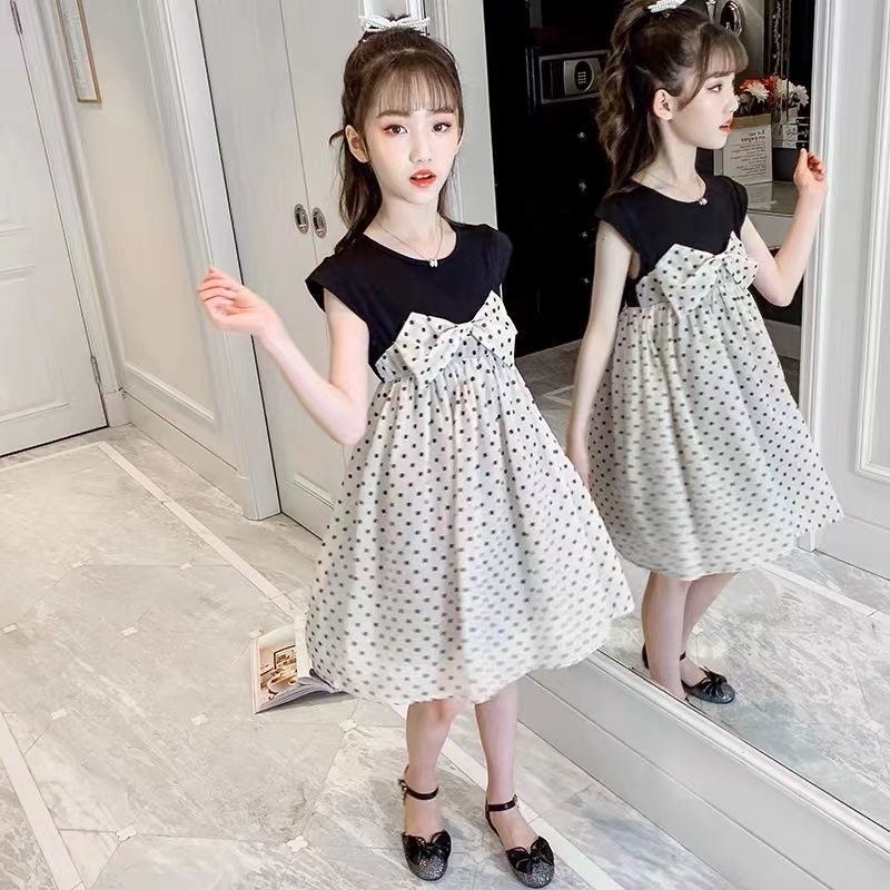 Đầm Công Chúa Vải Voan Chấm Bi Thời Trang Mùa Hè 2022 Cho Bé Gái Từ 3-4 - 5-6 - 7-8 - 9-10 - 11-12 Tuổi