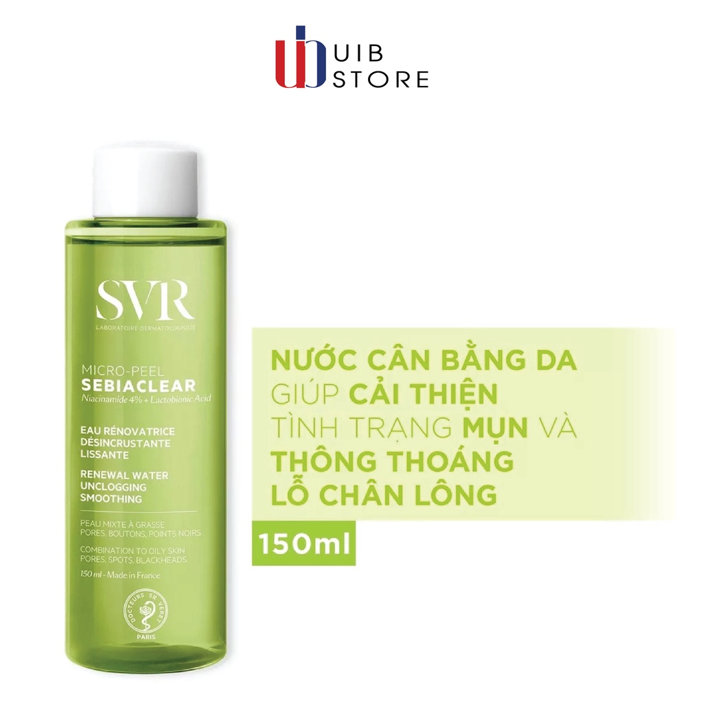 Toner giảm mụn, se khít lỗ chân lông SVR Sebiaclear Micro-peel 150ml