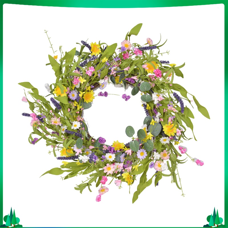 23.6 Large Wreath Tiny Daisy Lavender Flowers Front Door Wall Home Decor