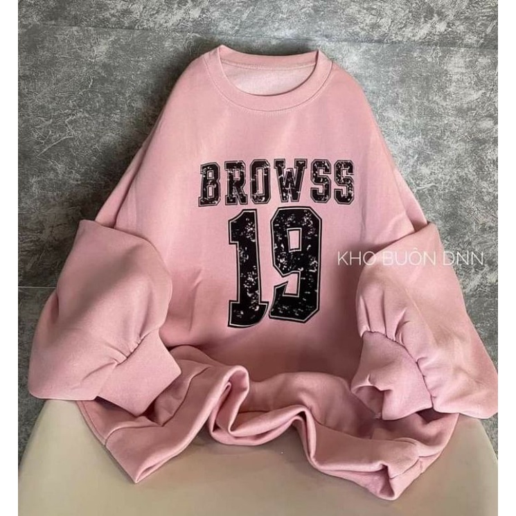 Áo Sweater nỉ cottong Browss tay bồng HARI