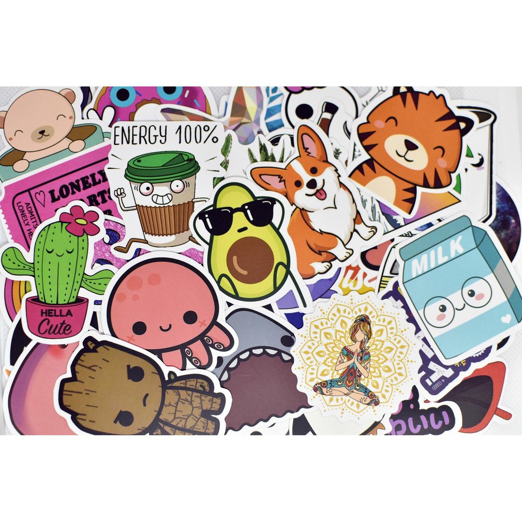 SET 50 MIẾNG STICKER DÁN INSTAGRAM HỒNG DỄ THƯƠNG DÁN LAPTOP DÁN TỦ DÁN NÓN BẢO HIỂM DÁN XE ĐẠP