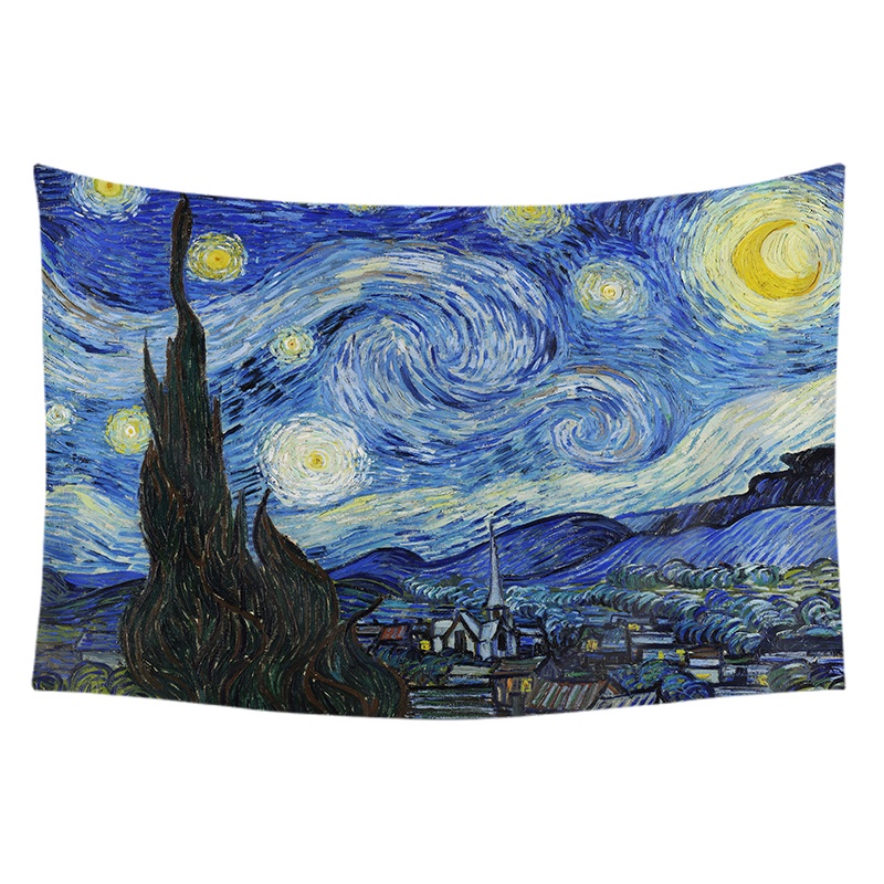 Thảm Treo Tường Trang Trí Hình Tranh Sơn Dầu Kèm Kẹp Treo Chất Liệu Polyester