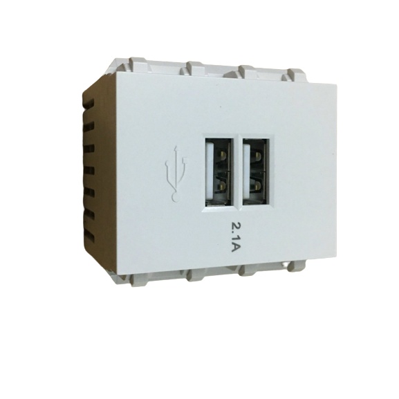 Ổ cắm 2 cổng USB sinoamigo P21-C3A dùng sạc điện thoại máy tính bảng